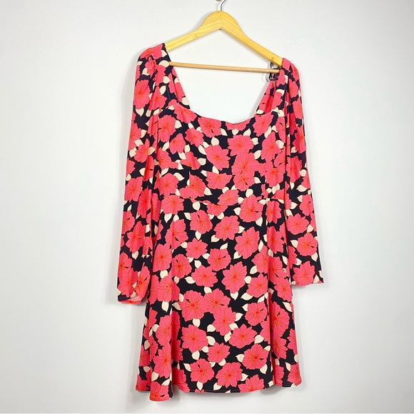 Reiss Andi Coral Graphic Floral Size 10 Square Neck Mini Dress - Picture 9 of 9